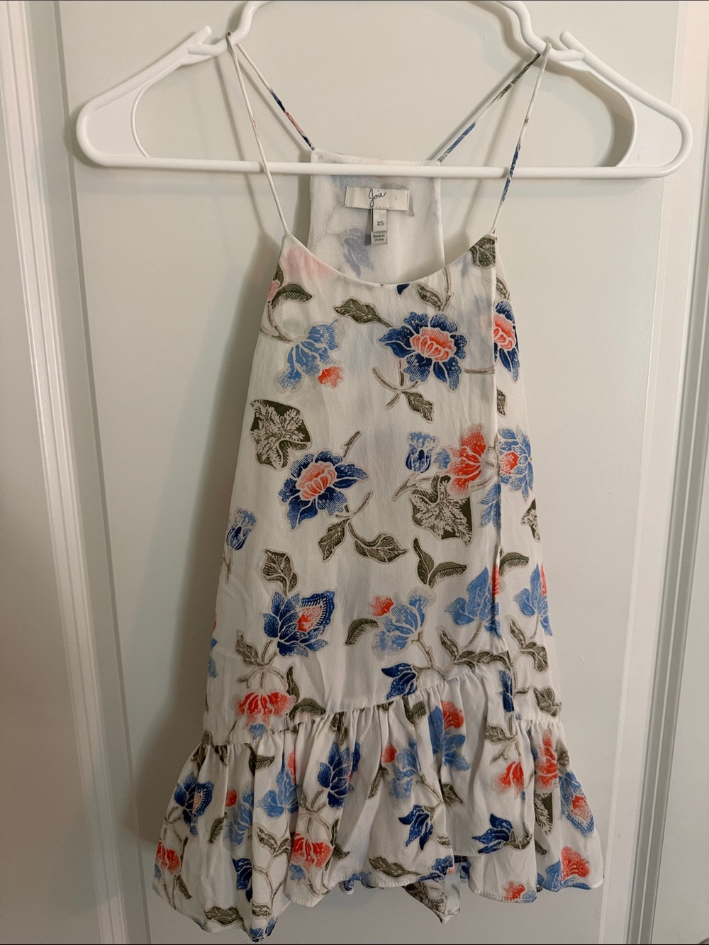 Joie 100% Silk Floral Ruffle Hem Cami Dress XS